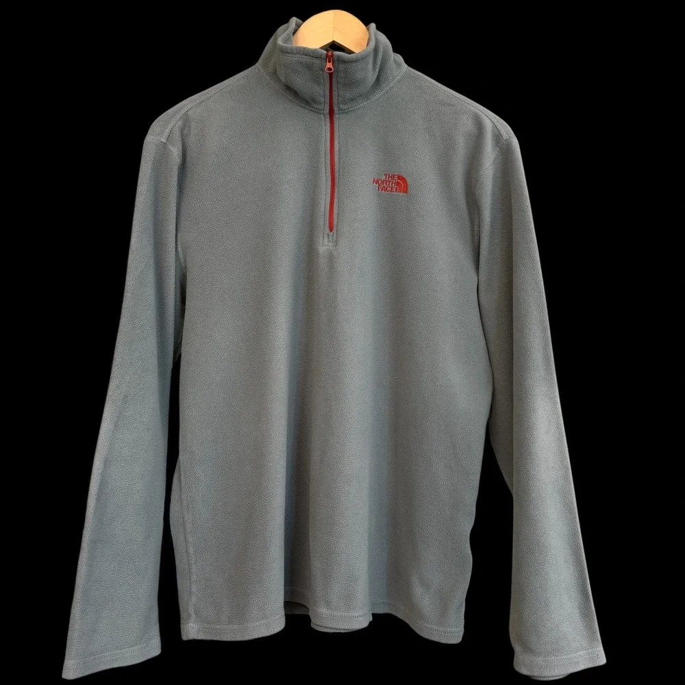 The‎ North Face Fleece Pullover Mens M Medium Gray 1/4 Zip Long Sleeve #529